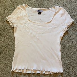 White square neck ruffle top